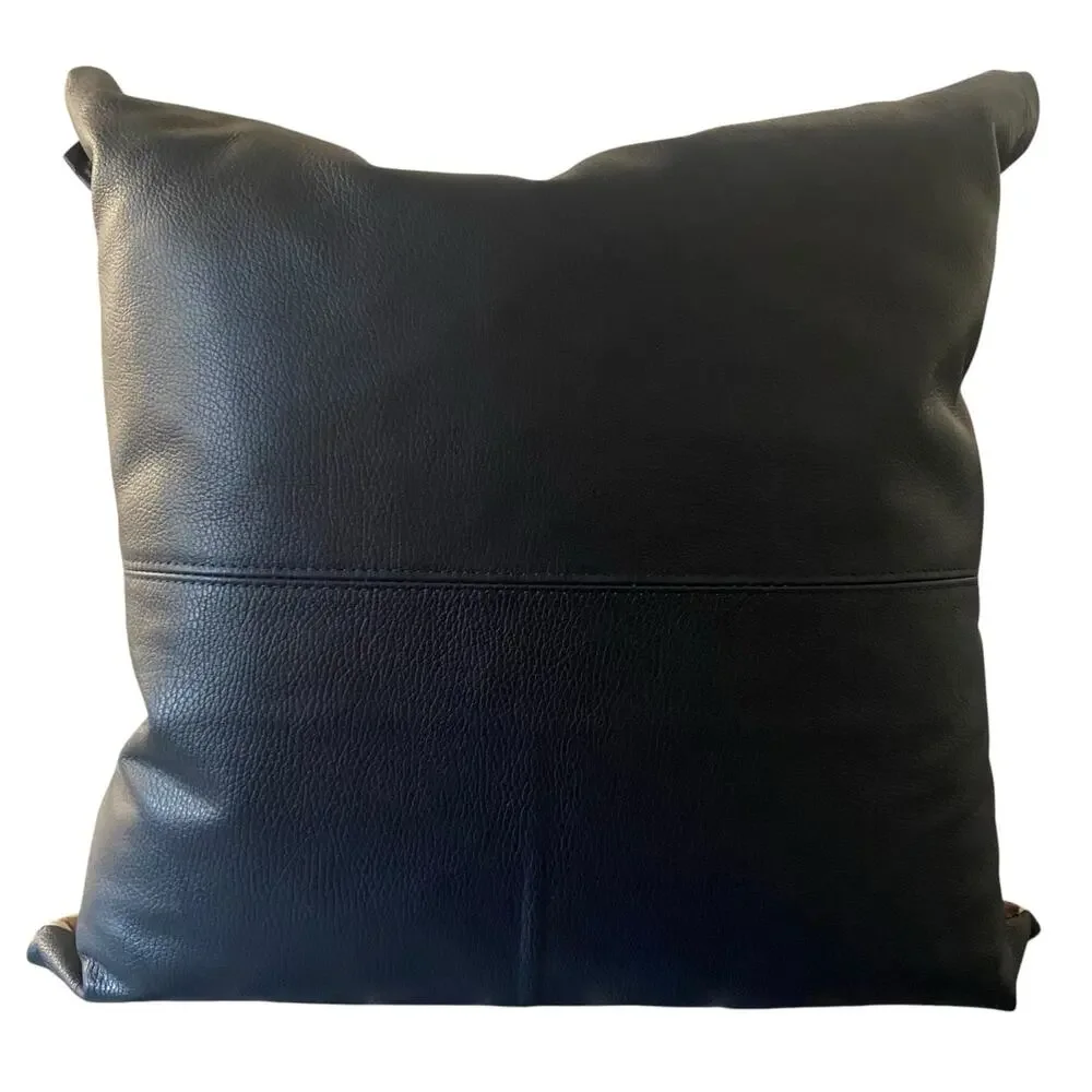 NWT Garuglieri Throw Pillow Floral Genuine Leather Made In Italy Duck Feathers